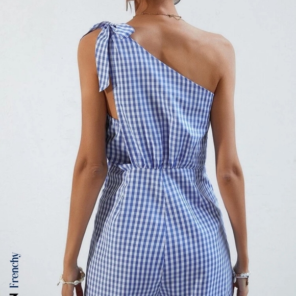 Gingham Romper, Large (fits like Med), blue - Picture 3 of 3